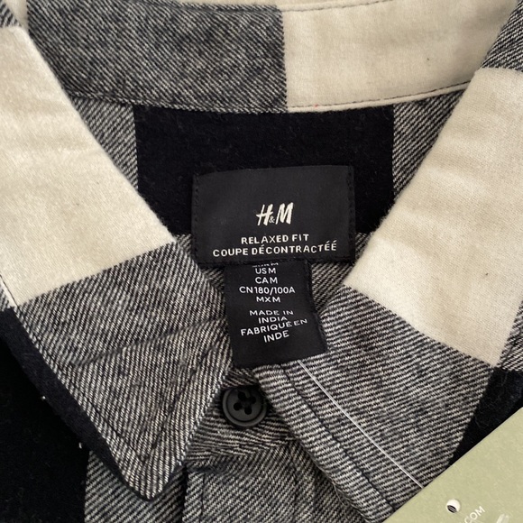 New Men’s H&M Relaxed Fit Buffalo Plaid Cotton Flannel Shirt Medium - Picture 5 of 6